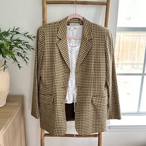 Talbots Wool Plaid Brown Blazer